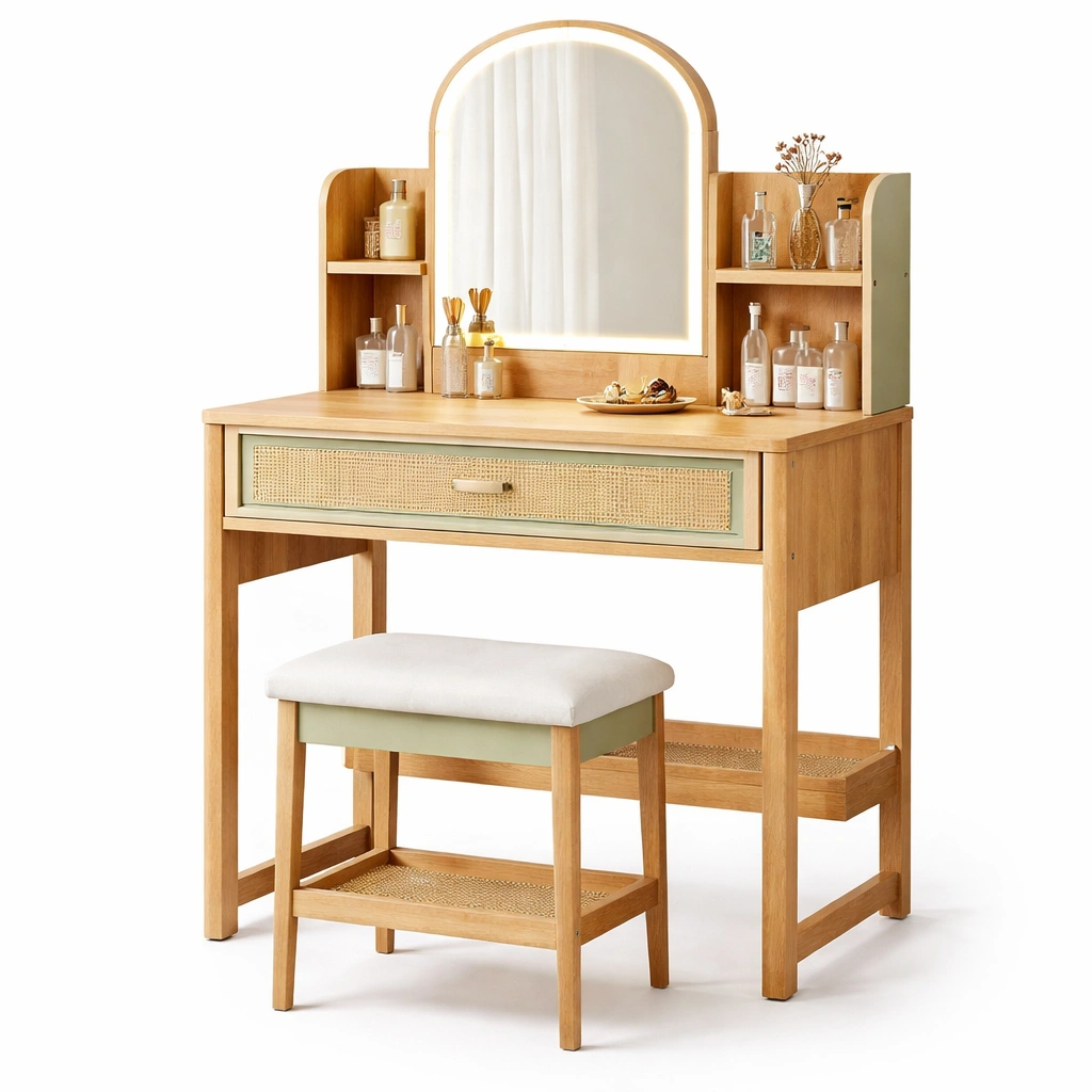 Schminktisch mit LED Spiegel und Ablagen-Domvyn